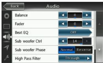 CLARION NX404E - Menu de configuration audio - 1