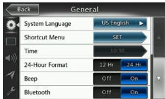 CLARION NX404E - Menu de configuration générale - 1