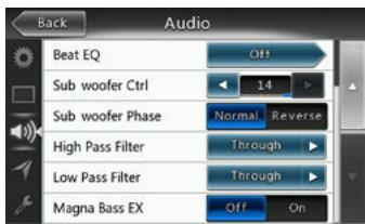 CLARION NX404E - Menu de configuration audio - 2