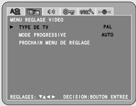 DENON S-101 - Régler le "MENU REGLAGE VIDEO" - 1
