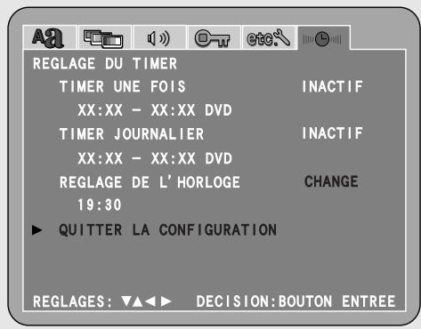 DENON S-101 - Appuyez sur la touche CURSOR ou pour sélectionner l'icone "REGLAGE DU TIMER", puis appuyez sur la touche ENTER. - 2