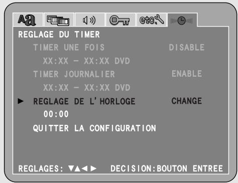 DENON S-101 - Appuyez sur la touche CURSOR ou pour sélectionner l'icone "REGLAGE DU TIMER", puis appuyez sur la touche ENTER. - 1