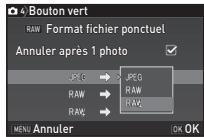 PENTAX K-S1 BLU+DAL 18-55MM - Pour chaque format de fichier, Sélectionnez le format de fichier lié à l'actionnement de O. - 1