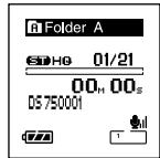 OLYMPUS DS 55 - Appuyez sur la touche + ou - pour désirir le fichier que vous souhaitez lui. - 1