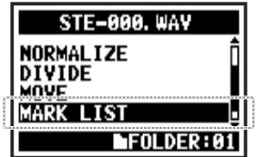 ZOOM H4nPro - Sélectionnez MARK LIST et pressez. - 1