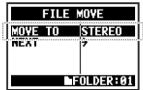 ZOOM H4nPro - Sélectionnez MOVE TO (destination) et pressez. - 1