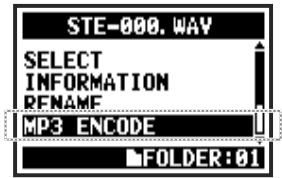 ZOOM H4nPro - Sélectionnez MP3 ENCODE et pressez. - 1