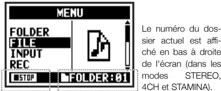 ZOOM H4nPro - Informations en bas de l'écran MENU - 1