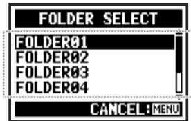 ZOOM H4nPro - Sélectionnez le dossier (projet) de destination. - 1
