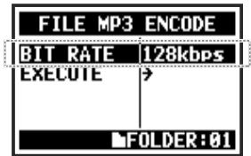 ZOOM H4nPro - Sélectionnez BIT RATE et pressez. - 1