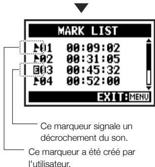 ZOOM H4nPro - Sélectionnez MARK LIST et pressez. - 2