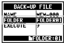 ZOOM H4nPro - Sélectionnez NAME pour modifier le nom du fichier, ou FOLDER pour changer de dossier de destination. - 2