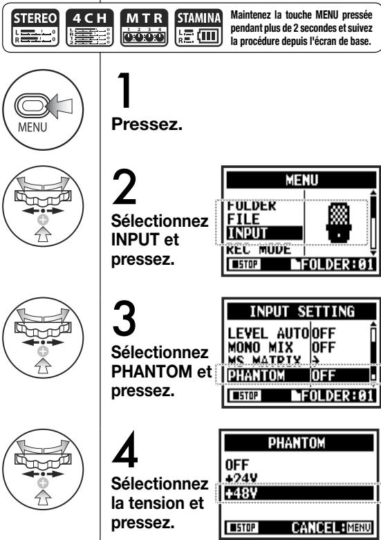 ZOOM H4nPro - Réglage de l'alimentation fantôme (PHANTOM) - 1