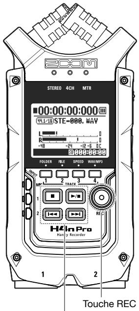 ZOOM H4nPro - 4-2 Touches d'enregistrement et de transport - 1
