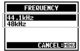 ZOOM H4nPro - Sélectionnez une fréquence d'échantillonnage, et pressez. - 1