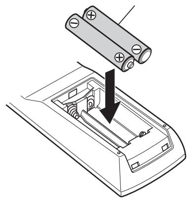 DENON DBT-1713 UD BK - Insertion des piles dans la télékomande - 2