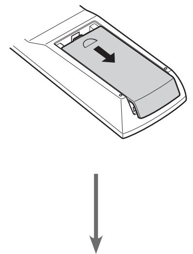 DENON DBT-1713 UD BK - Insertion des piles dans la télékomande - 1