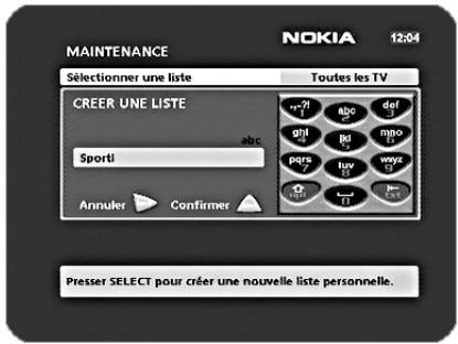 NOKIA MEDIAMASTER 110 T - Entrer le nom d'une liste - 3