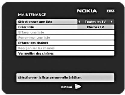 NOKIA MEDIAMASTER 110 T - Entrer le nom d'une liste - 1