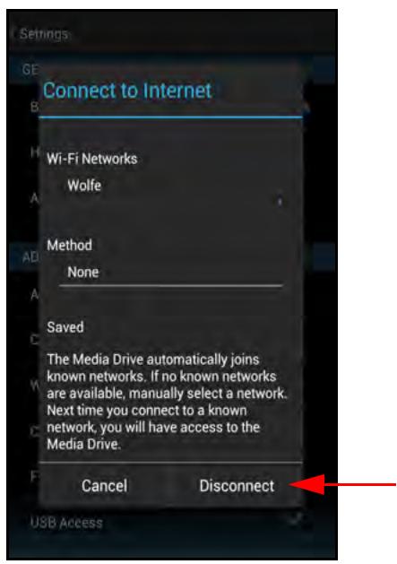SANDISK COMMECT WIRELESS MEDIA DRIVE - In the Connect to Internet window, tap Disconnect: - 1