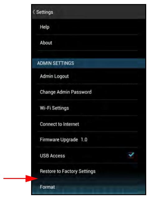 SANDISK COMMECT WIRELESS MEDIA DRIVE - In Admin Settings, tap Format: - 1