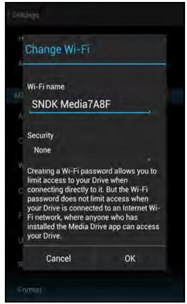 SANDISK COMMECT WIRELESS MEDIA DRIVE - Wi-Fi Settings - 2