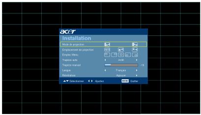 ACER H5360BD - Menu d'installation - 1
