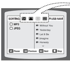 SAMSUNG HT-TP 33 NO/ARG - Pour dire un fichier dans l'écran du menu USB, - 1