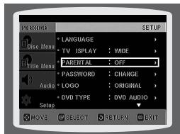 SAMSUNG HT-TP 33 NO/ARG - Configuration du contrôle parental (Niveau de classement) - 4