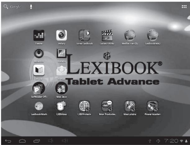 LEXIBOOK TABL.ADVANCE2 - - Les touches tactiles de l'écran d'accueil - 1