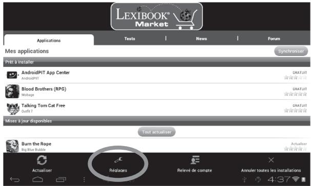 LEXIBOOK TABL.ADVANCE2 - - Changer la langue du Lexibook® Market - 1