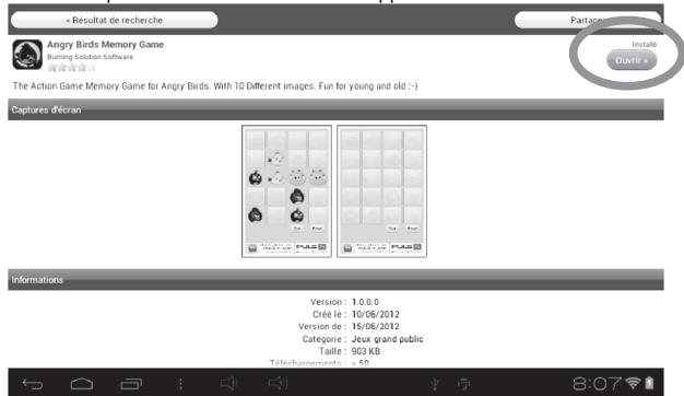 LEXIBOOK TABL.ADVANCE2 - L'application installée, une fenêtre de confirmation apparait. Sélectionne « Ouvrir » pour utiliser immidiatement l'application. - 1
