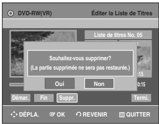 SAMSUNG AK68-01003B-00 - Appuyez sur les touches Suppr. Le message “Souhaitez-vous supprimer? (La partie supprimée ne sera pas restaurée).” s'affiche. - 1