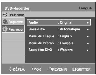 SAMSUNG AK68-01003B-00 - Appuyez sur les boutons ▲▼ pour sélectionner Langue, puis appuyez sur le bouton ▶ ou OK. - 1