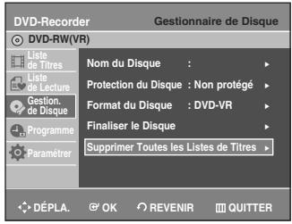 SAMSUNG AK68-01003B-00 - Appuyez sur les touches ▲▼ pour sélectionner Supprimer Toutes les Listes de Titres, puis appuyez sur la touche OK ou ▶. - 1