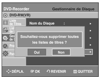 SAMSUNG AK68-01003B-00 - Appuyez sur les touches ▲▼ pour sélectionner Supprimer Toutes les Listes de Titres, puis appuyez sur la touche OK ou ▶. - 2