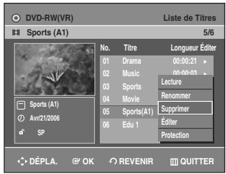 SAMSUNG AK68-01003B-00 - Appuyez sur les touches ▲▼ pour sélectionner Supprimer, puis appuyez sur la touche OK. - 1