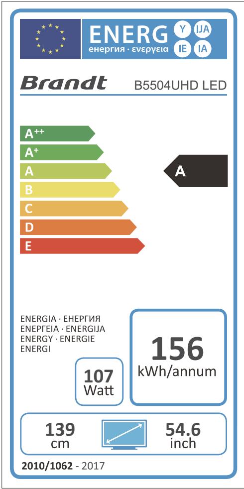 BRANDT LCDB5504UHD - Étiquette-énergie - 1