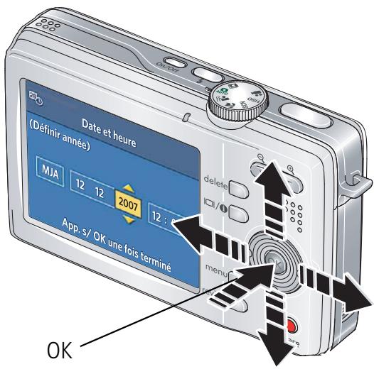 KODAK M753 - Réglage initial de la langue, de la date et de l'heure - 1