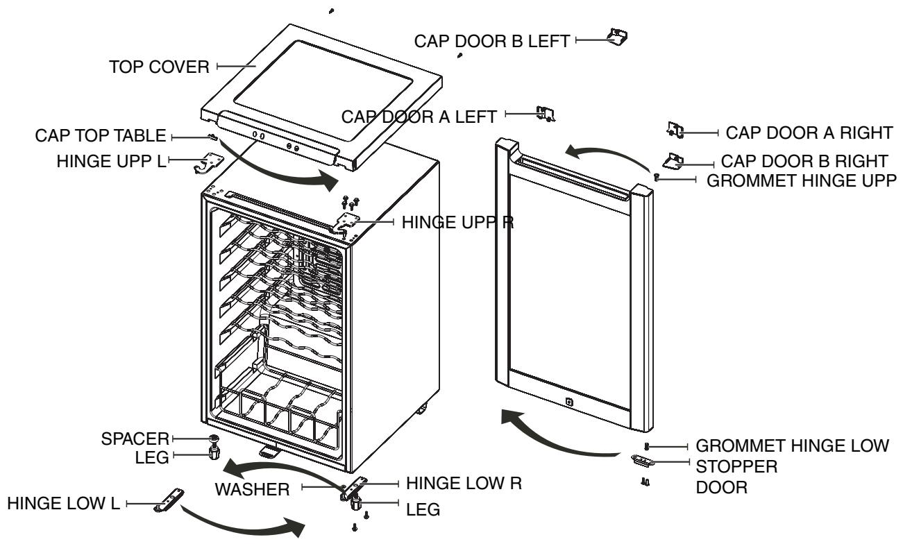 SAMSUNG RW33EBSS - Méthode de remplacement des PORTES de GAUCHE et de DROITE - 1