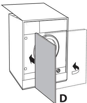 INDESIT UNM C1 WAN jieBIWMIL71252EU - Application du panneau d'habillage en bois sur la porte et montage du machine à laver à l'intérieur des éléments: - 4