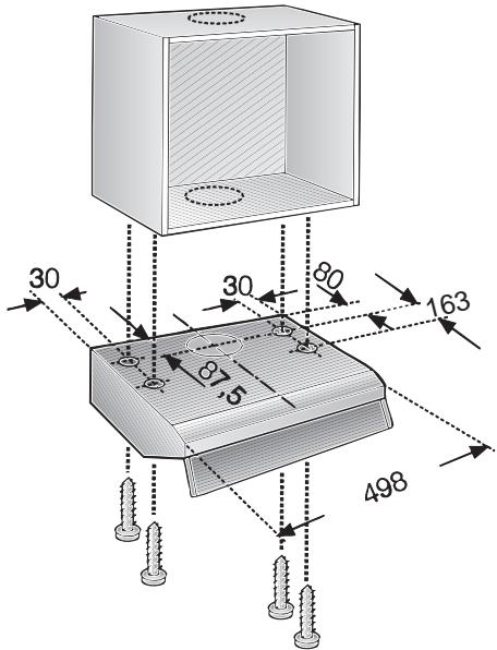 BOSCH DHU63 - Fixation sous un placard en appui mural - 1