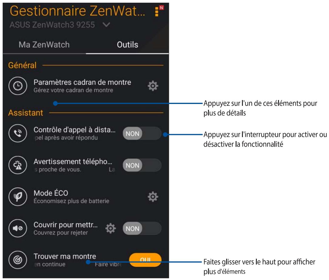 ASUS ZENWATCH3SILVER - Écran outils de l'application zenwatch manager - 1