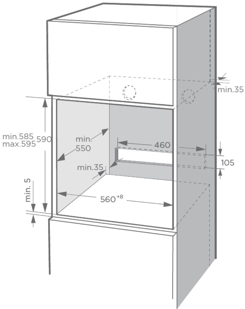 THOMSON TMFP72BXFOUR - Installatie-afmetingen (metingen in mm) - 2