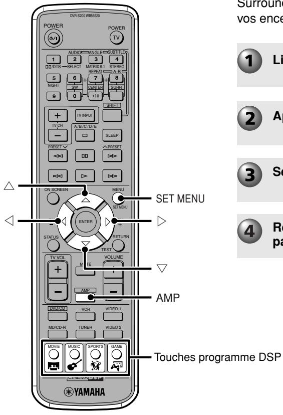 YAMAHA DVR-S 200S - Utilisation des enceintes avant uniquement pour le programme DSP (Virtual Cinema DSP) - 1