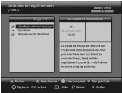 SAGEM DTR 94160S - List des enregistements - 2