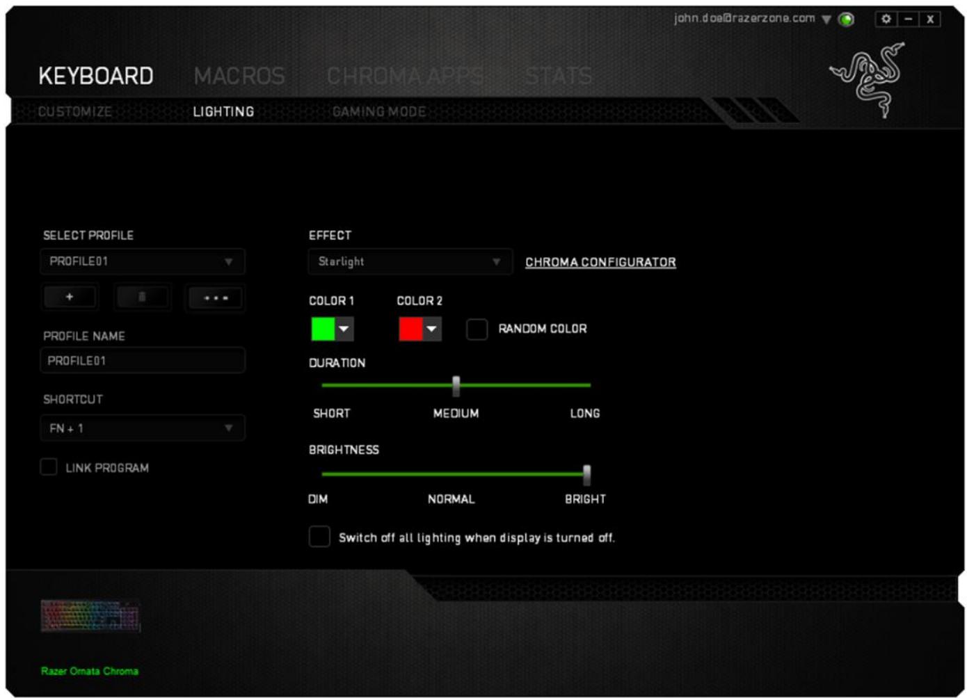 RAZER ORNATA CHROMA - Lighting Tab - 1