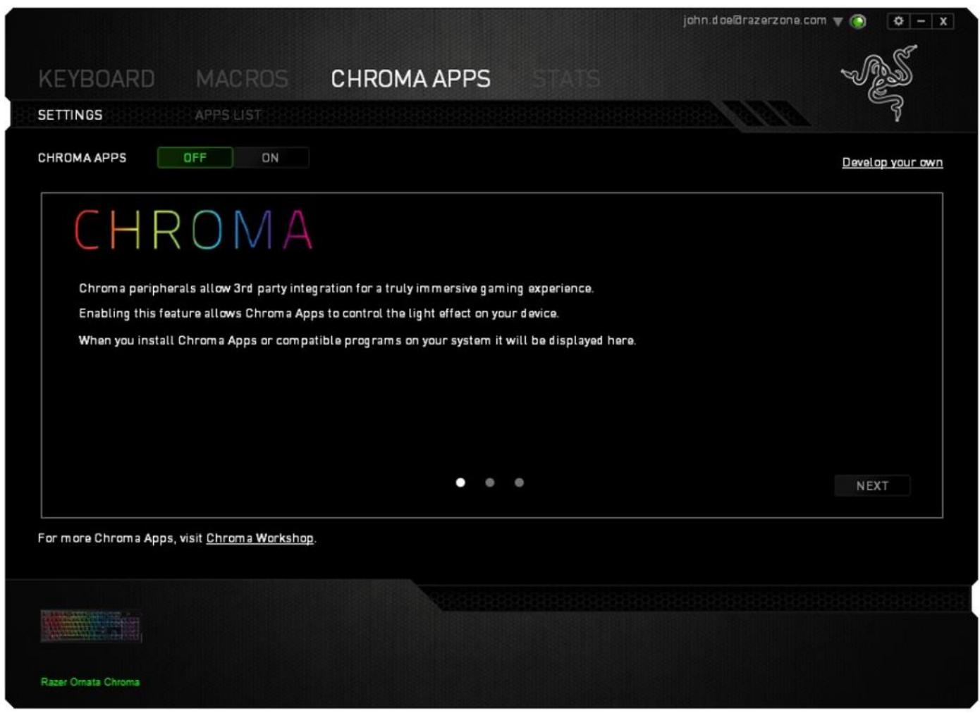 RAZER ORNATA CHROMA - SETTINGSTAB - 1