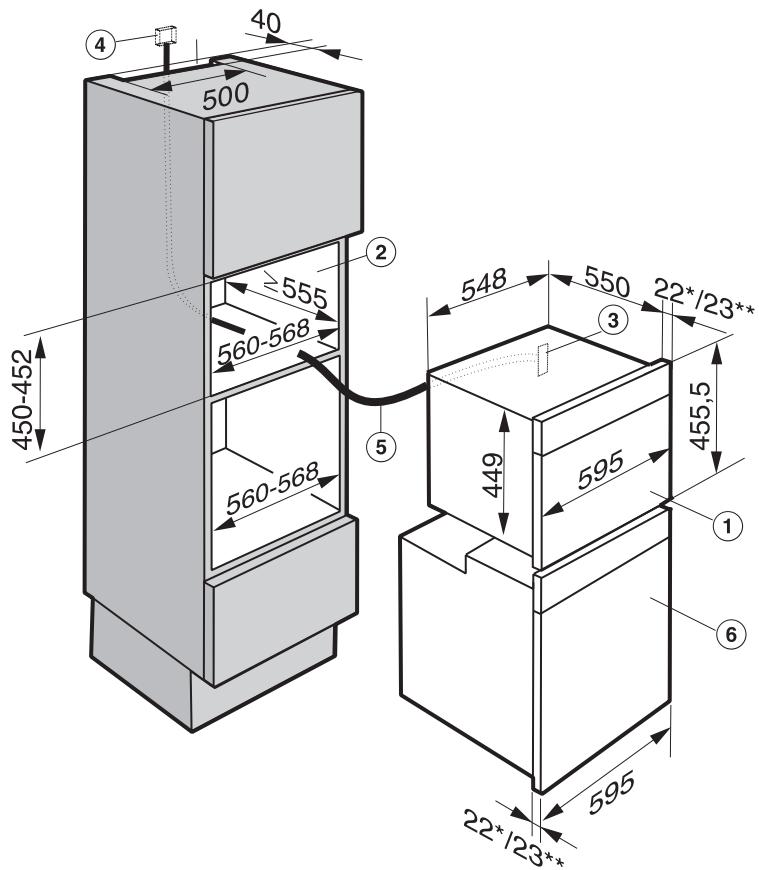 MIELE DGC XL 6805 - Encastrement combiné avec un autre four - 1