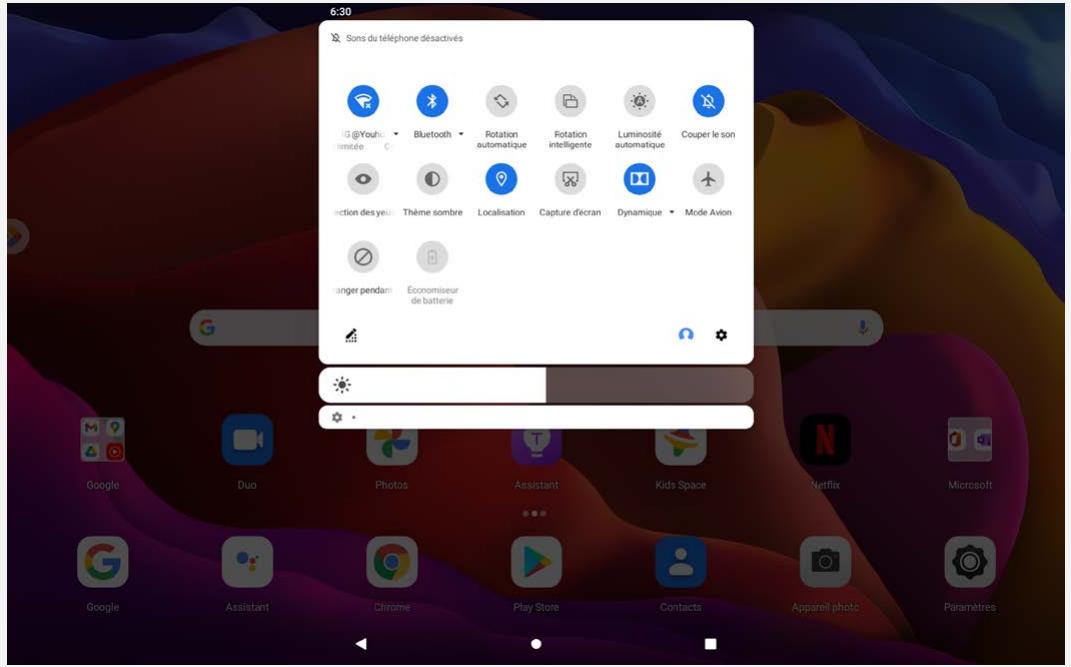 LENOVO YOGA_TAB13 - Notifications et paramètres rapides - 1